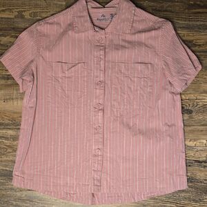 Ridgecut Women's Pink Striped Button Down Shirt